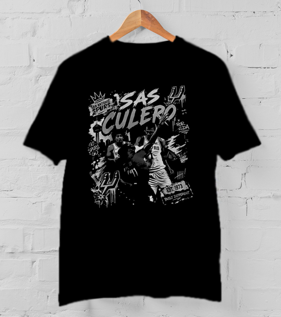San Antonio Spurs Sas Culero Victor Wembanyama Elbowing Naz Reid Basketball Est 1973 T-Shirt