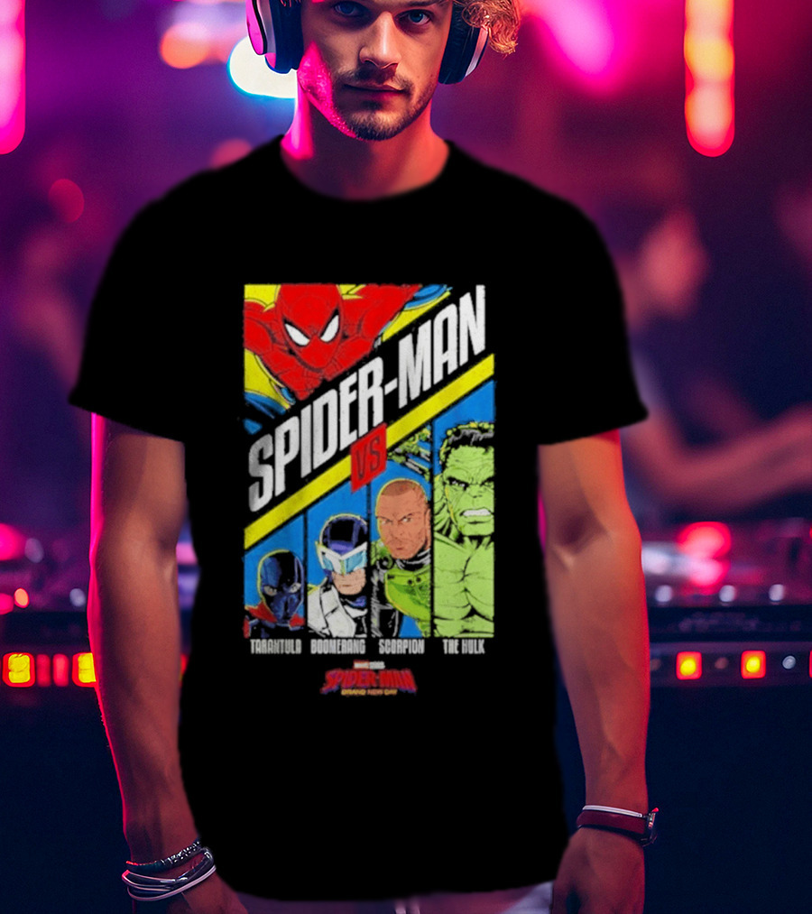 Spider Man VS Tarantula Boomerang Scorpion The Hulk Marvel Superheroes Showdown T-Shirt