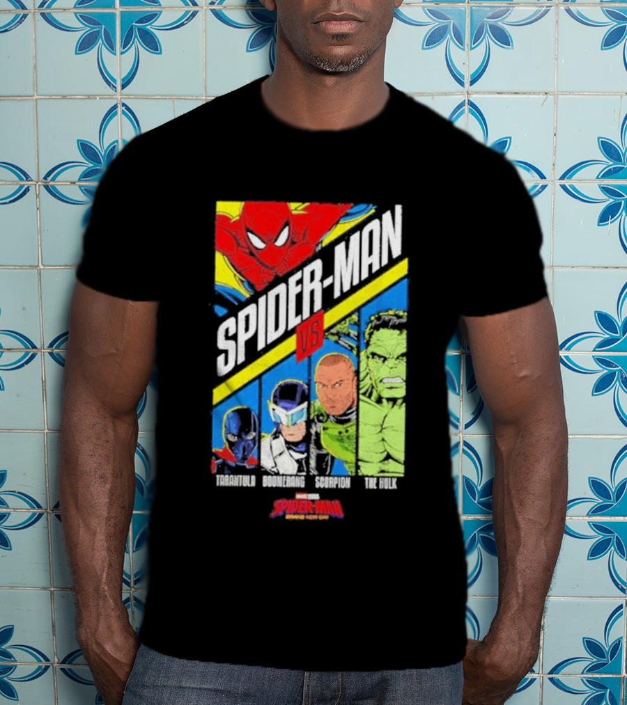 Spider Man VS Tarantula Boomerang Scorpion The Hulk Marvel Superheroes Showdown T-Shirt