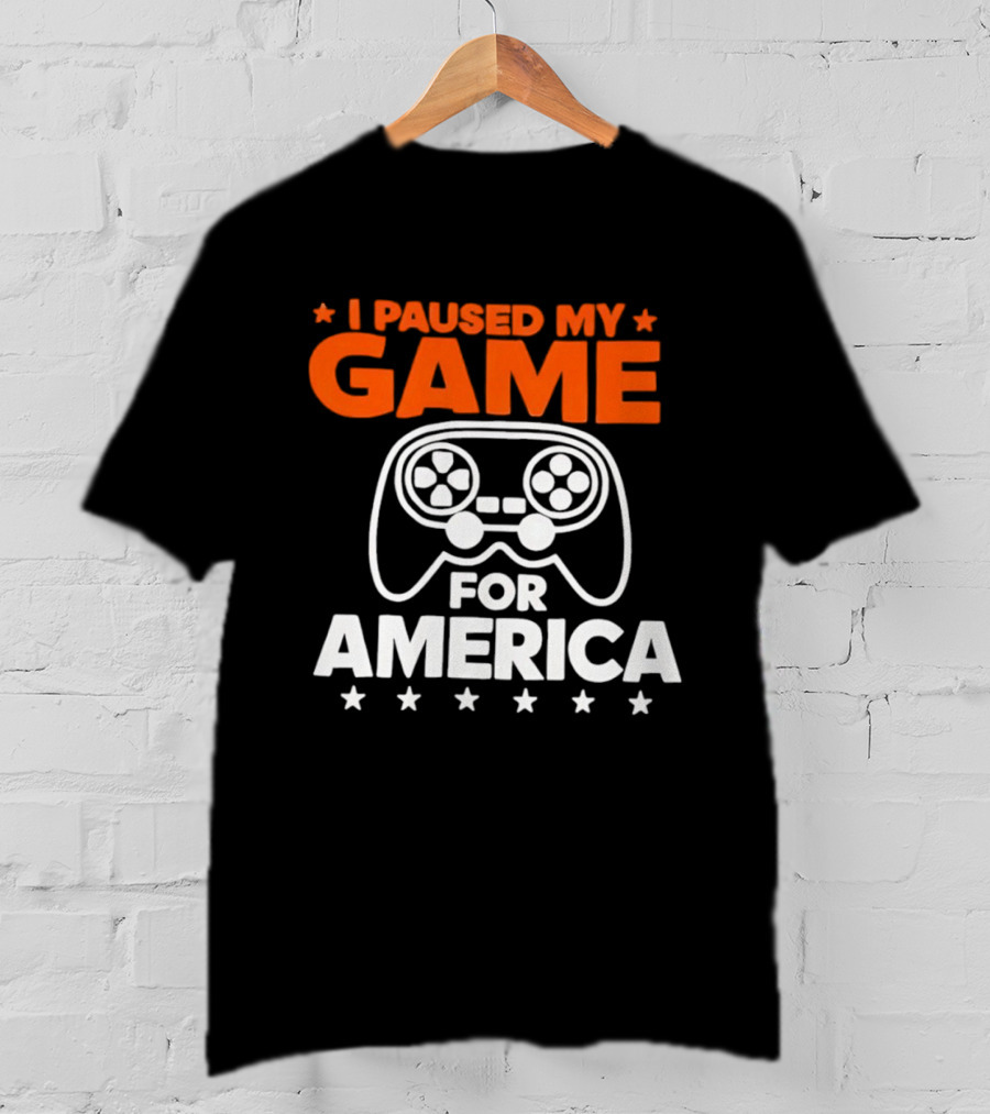 I Paused My Game For America Video Game Controller Stars T-Shirt