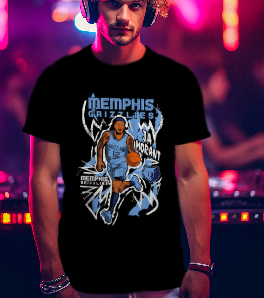 Ja Morant Memphis Grizzlies 12 NBA Chalked Up Dribble T-Shirt