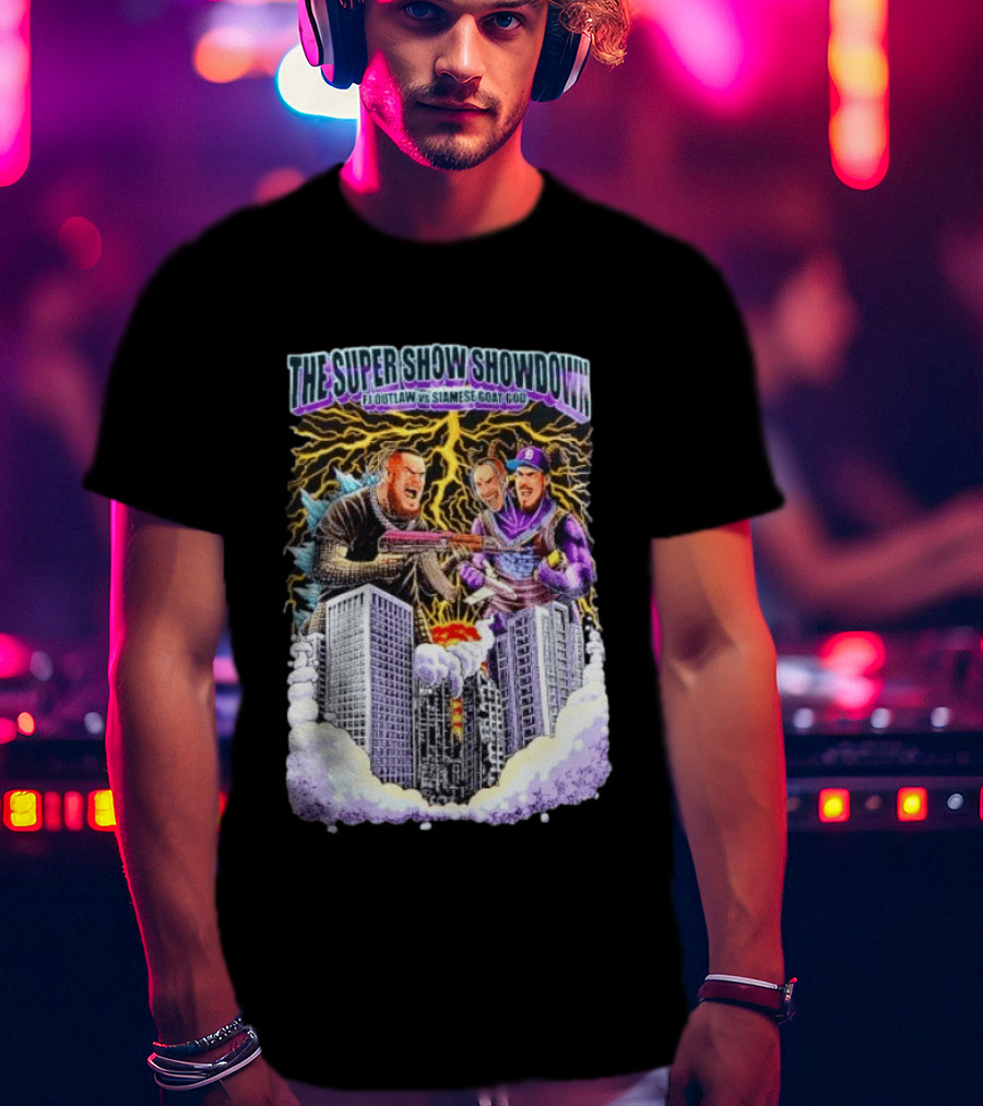 The Super Show Showdown FJ Outlaw Vs Siamese Goat God Lightning Clash Skyscraper Battle T-Shirt