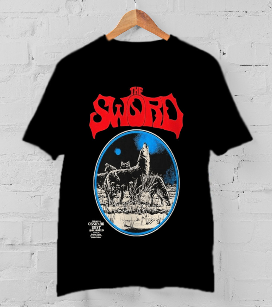The Sword Brussels Belgium May 17 2026 Wolf Howling At Moon T-Shirt