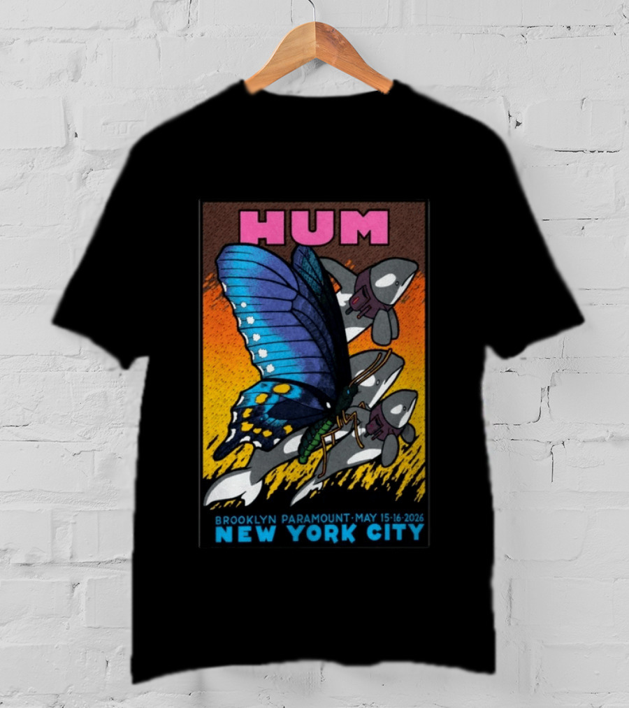 HUM Brooklyn Paramount May 15 16 2026 New York City Butterfly And Spaceships T-Shirt