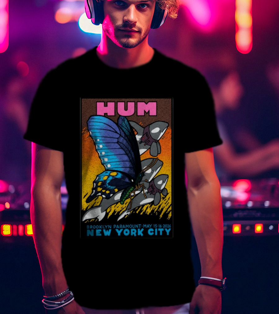 HUM Brooklyn Paramount May 15 16 2026 New York City Butterfly And Spaceships T-Shirt