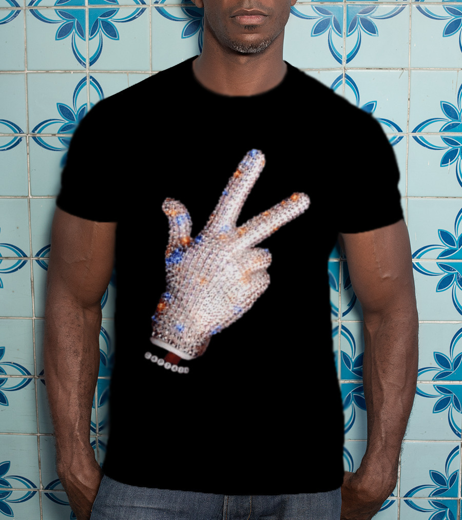 Captain Iceman New York Knicks Drake Iceman Sequined Glove Hand Gesture T-Shirt