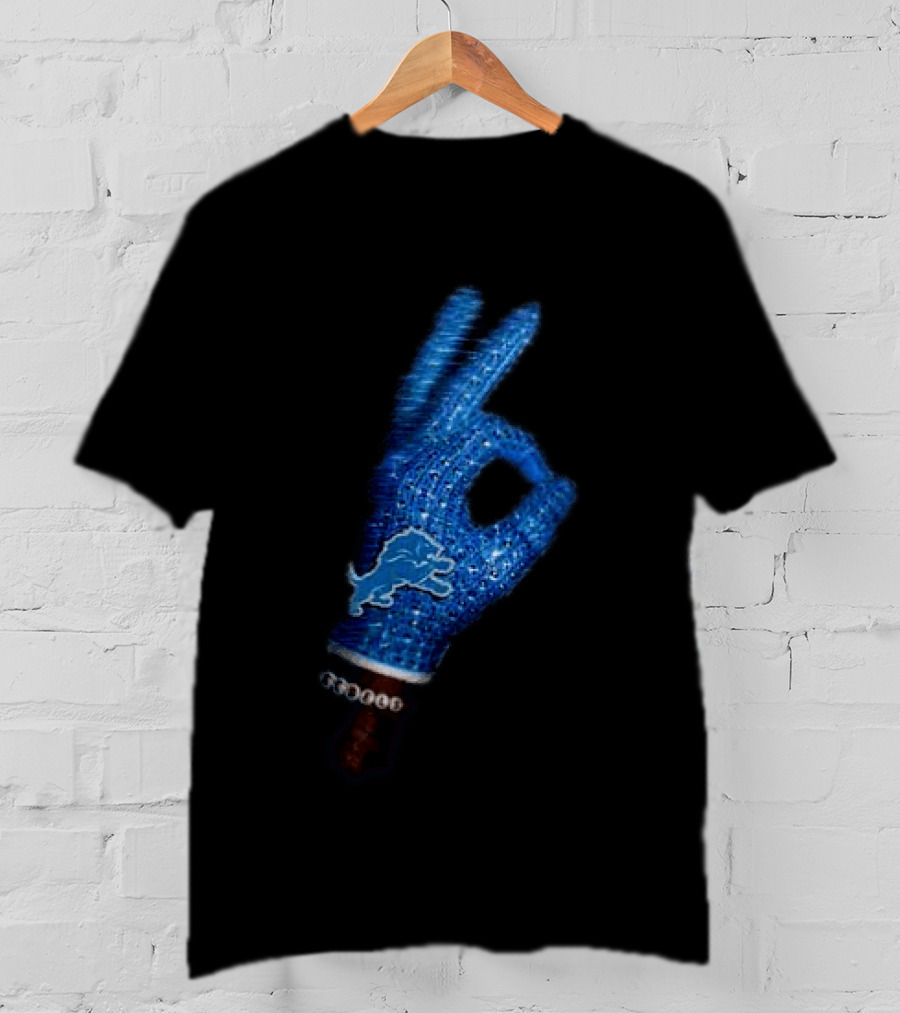 Drake Iceman Detroit Lions Glove Gesture Iconic Team Glove With Beaded Wristband T-Shirt
