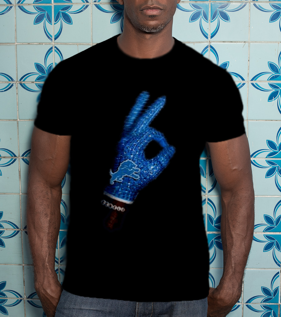 Drake Iceman Detroit Lions Glove Gesture Iconic Team Glove With Beaded Wristband T-Shirt