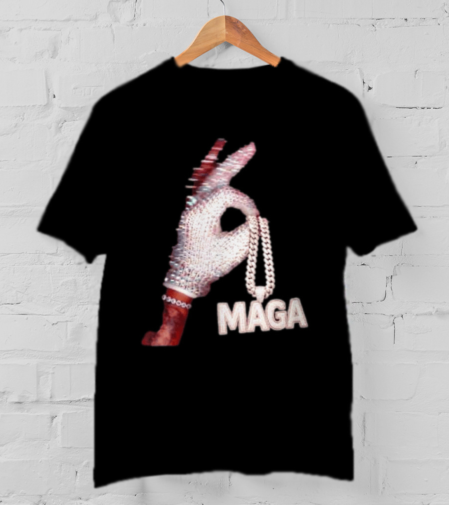 MAGA Iceman Hand Gesture With Diamond Encrusted Jewelry T-Shirt