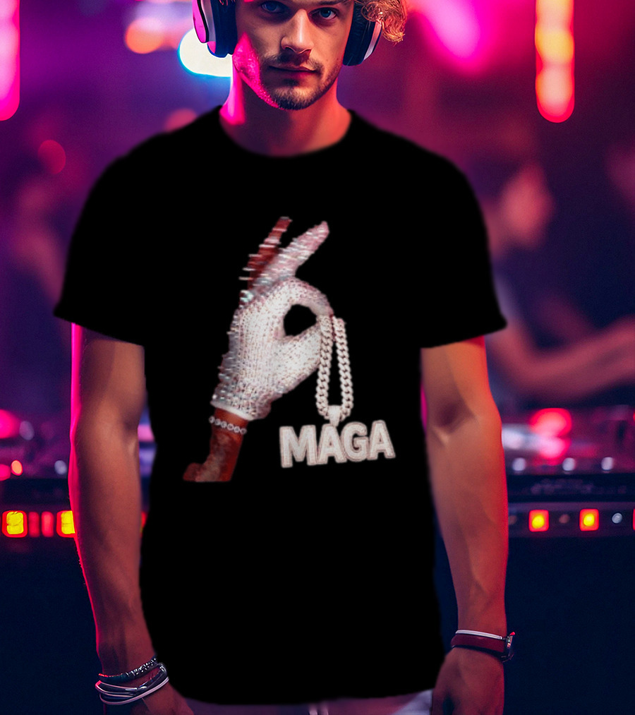 MAGA Iceman Hand Gesture With Diamond Encrusted Jewelry T-Shirt