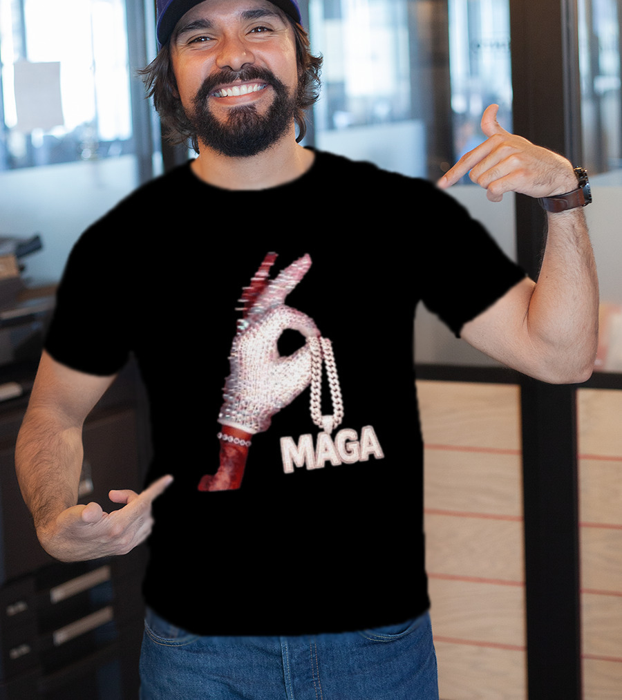 MAGA Iceman Hand Gesture With Diamond Encrusted Jewelry T-Shirt