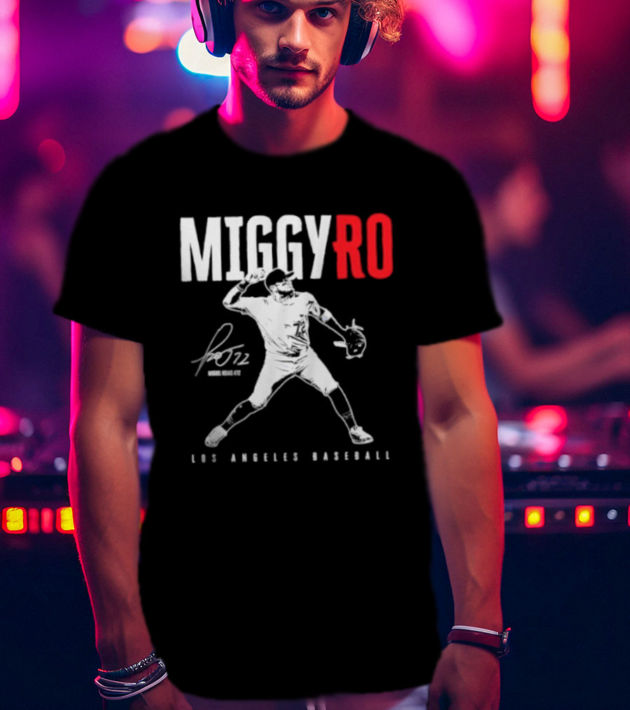 Miguel Rojas 72 Los Angeles Baseball MiggyRo Player Signature T-Shirt