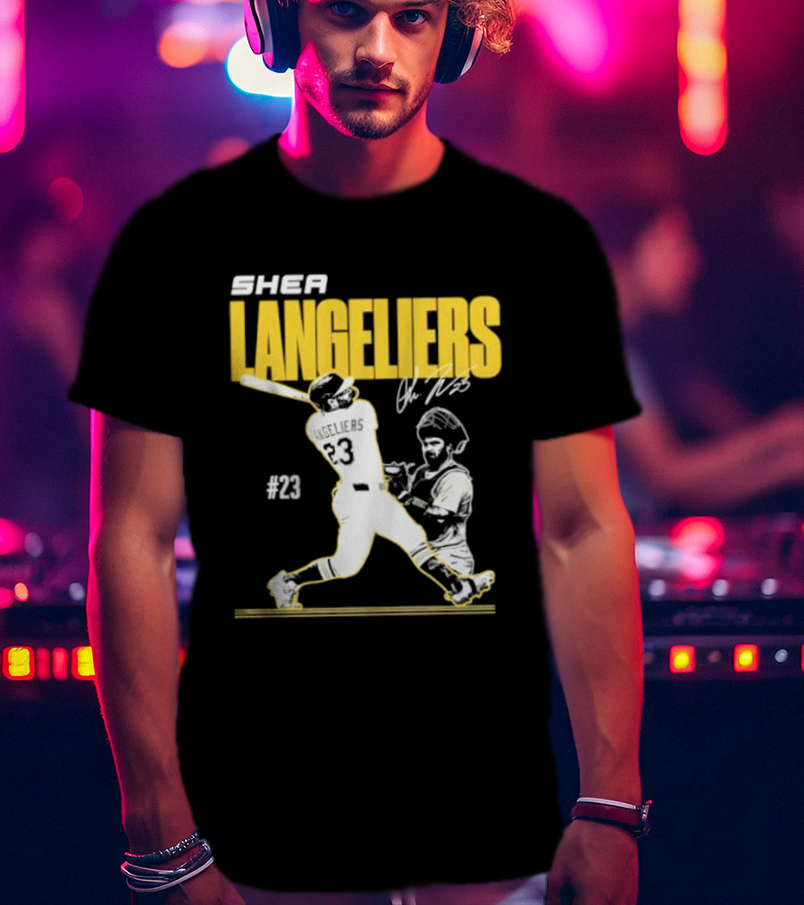 Shea Langeliers 23 Athletics Baseball Slugger Swing Signature T-Shirt