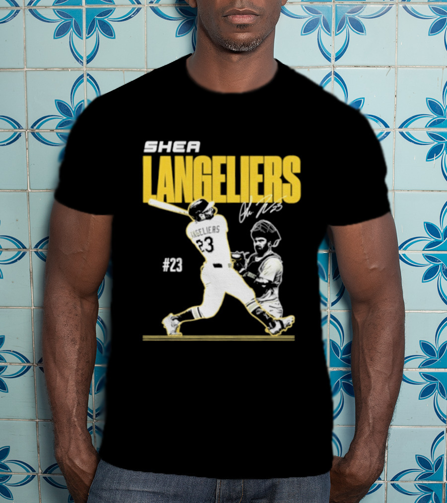 Shea Langeliers 23 Athletics Baseball Slugger Swing Signature T-Shirt