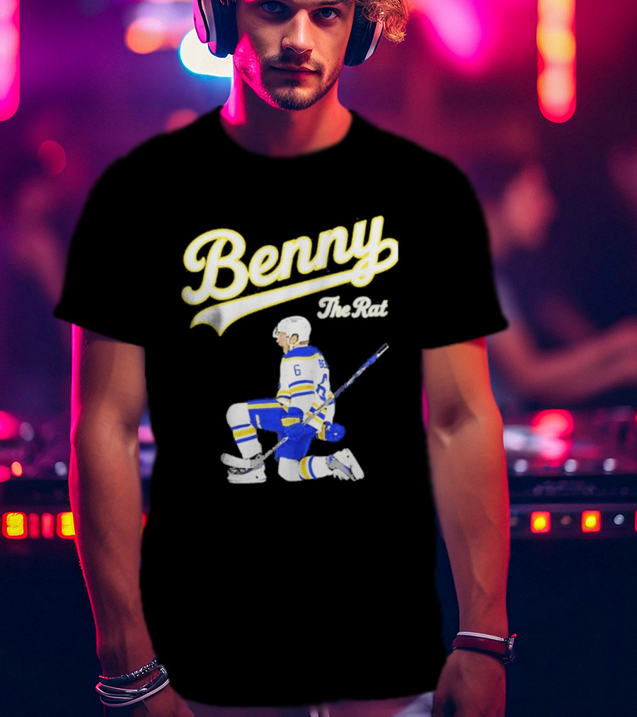 Benny The Rat Buffalo Sabres Number 6 Hockey Player Kneeling T-Shirt