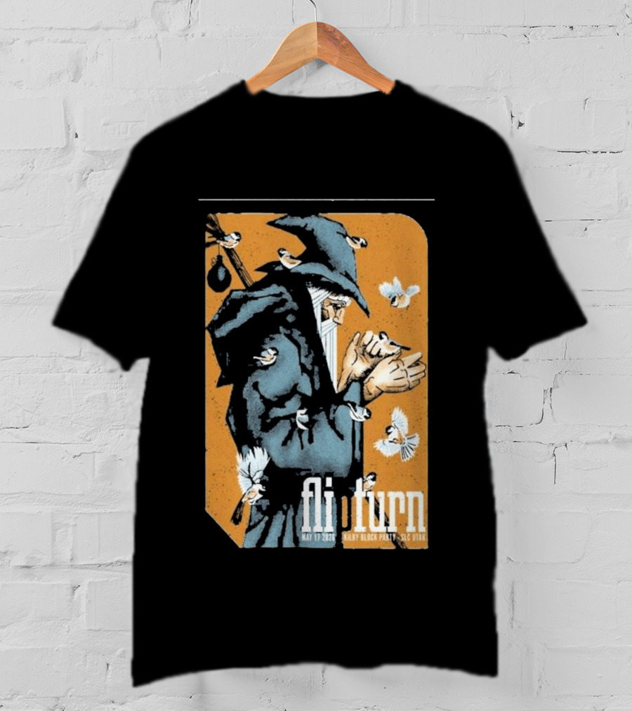 Flipturn Kilby Block Party May 17 2026 Salt Lake City Utah Wizard With Birds T-Shirt