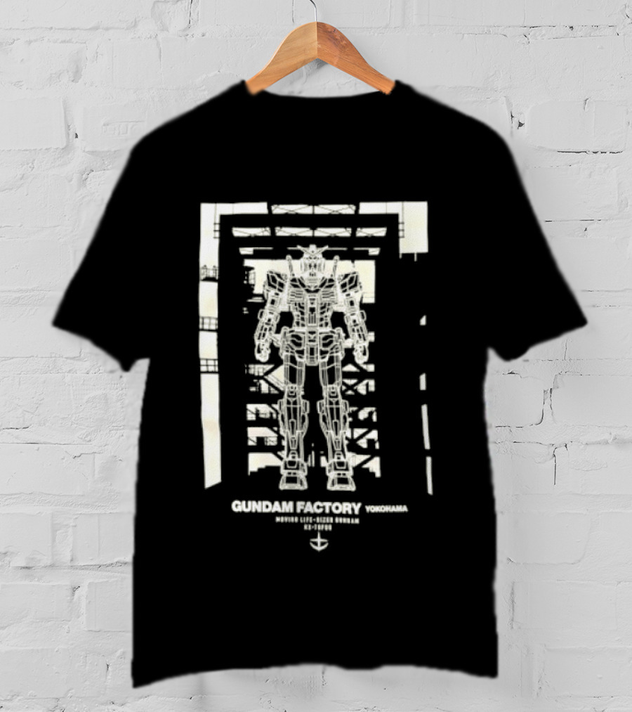 Yokohama Gundam Factory RX 78F00 Mobile Suit White Blueprint T-Shirt