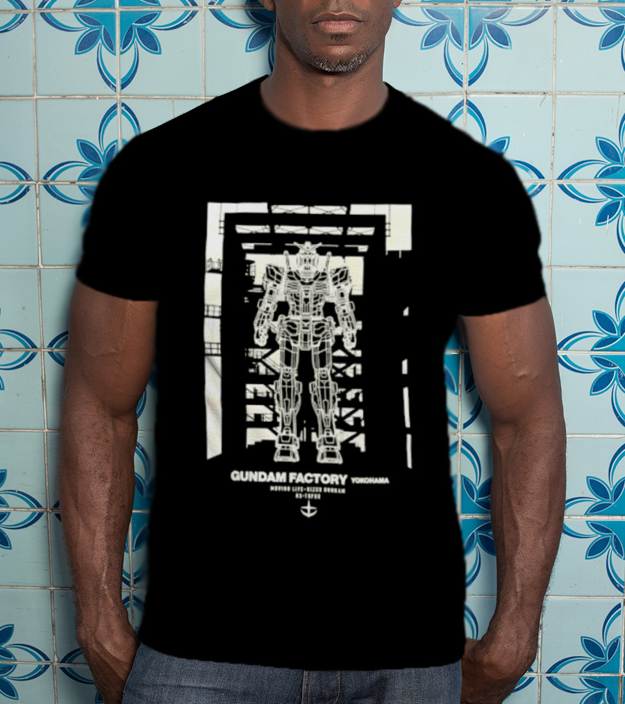 Yokohama Gundam Factory RX 78F00 Mobile Suit White Blueprint T-Shirt