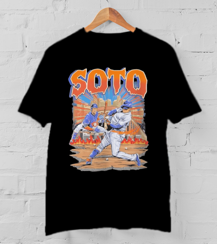 Juan Soto New York Baseball Skyline Battling Legends T-Shirt