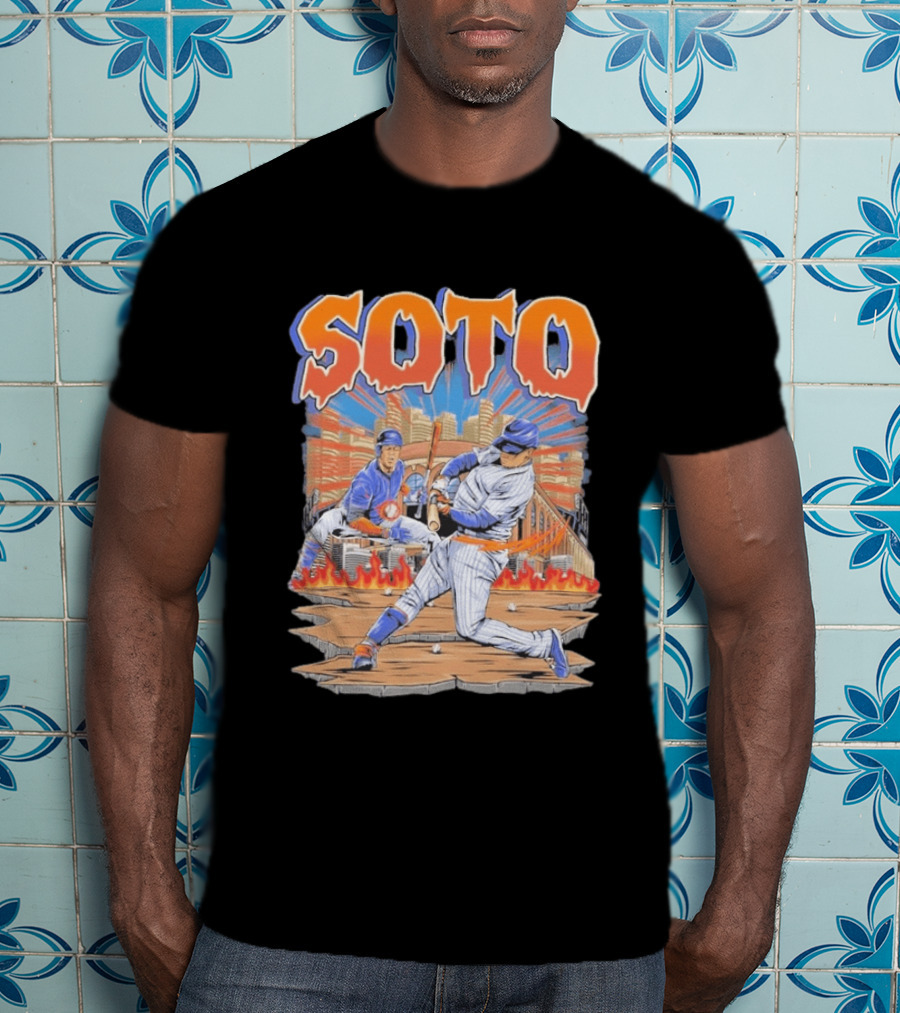 Juan Soto New York Baseball Skyline Battling Legends T-Shirt