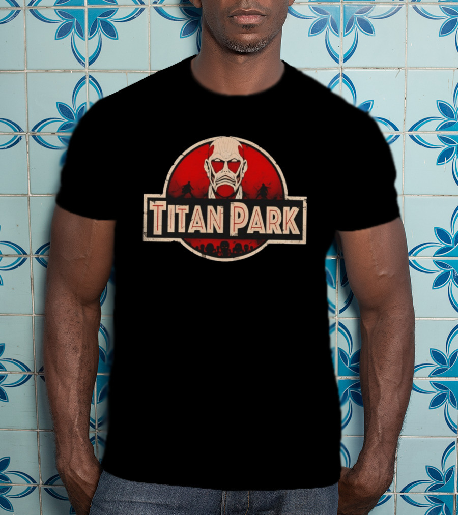 Titan Park Colossal Tribute Jurassic Park Attack On Titan Mashup T-Shirt