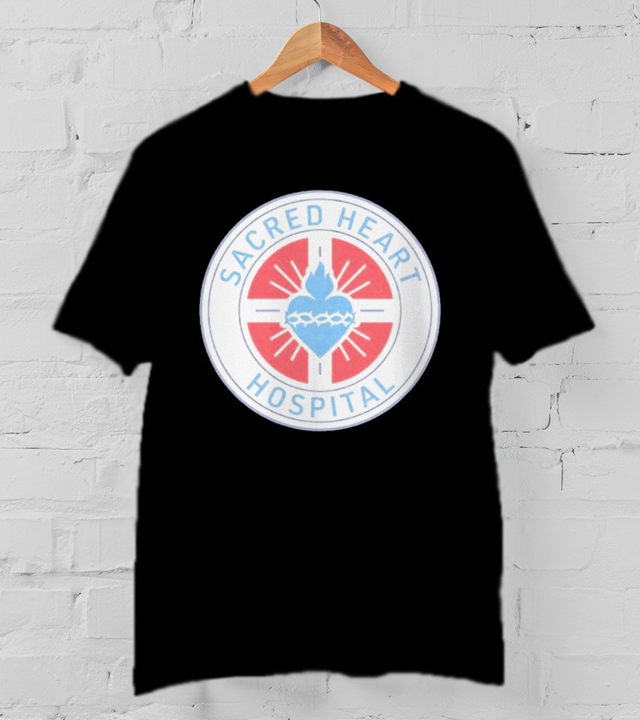 Sacred Heart Hospital Emblem With Blue And Red Heart T-Shirt