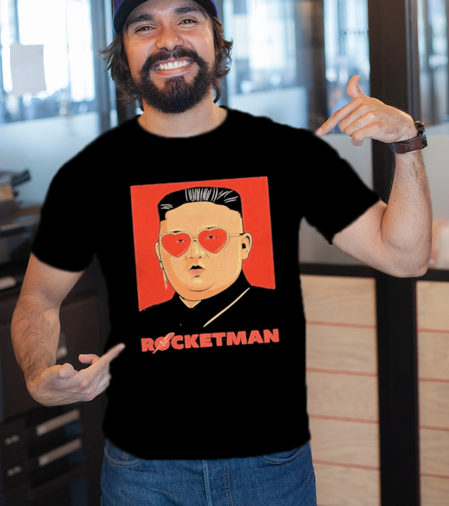 Kim Jong Un Heart Sunglasses Rocketman Meme T-Shirt