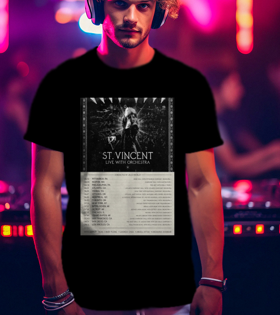 St Vincent Live With Orchestra 2026 Tour Conducted By Jules Buckley Dates And Locations T-Shirt