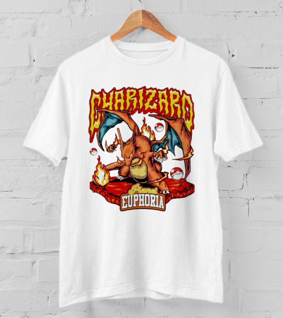 Charizard Flame Dragon Planet Euphoria Iconic Pokémon Battle T-Shirt