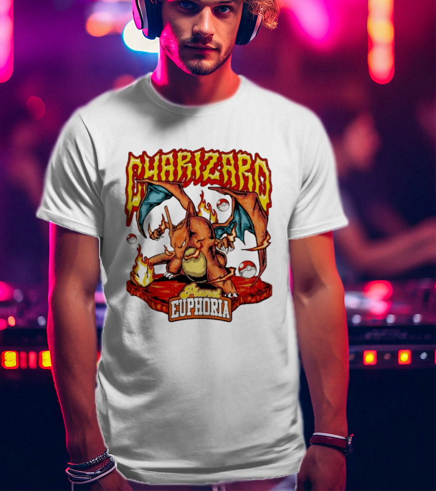 Charizard Flame Dragon Planet Euphoria Iconic Pokémon Battle T-Shirt