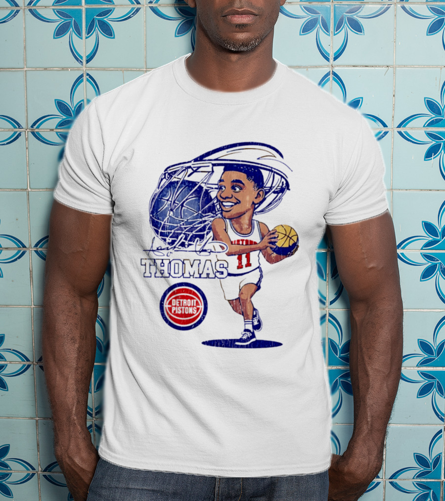 Isiah Thomas Detroit Pistons Caricature Basketball Cartoon Drawing T-Shirt