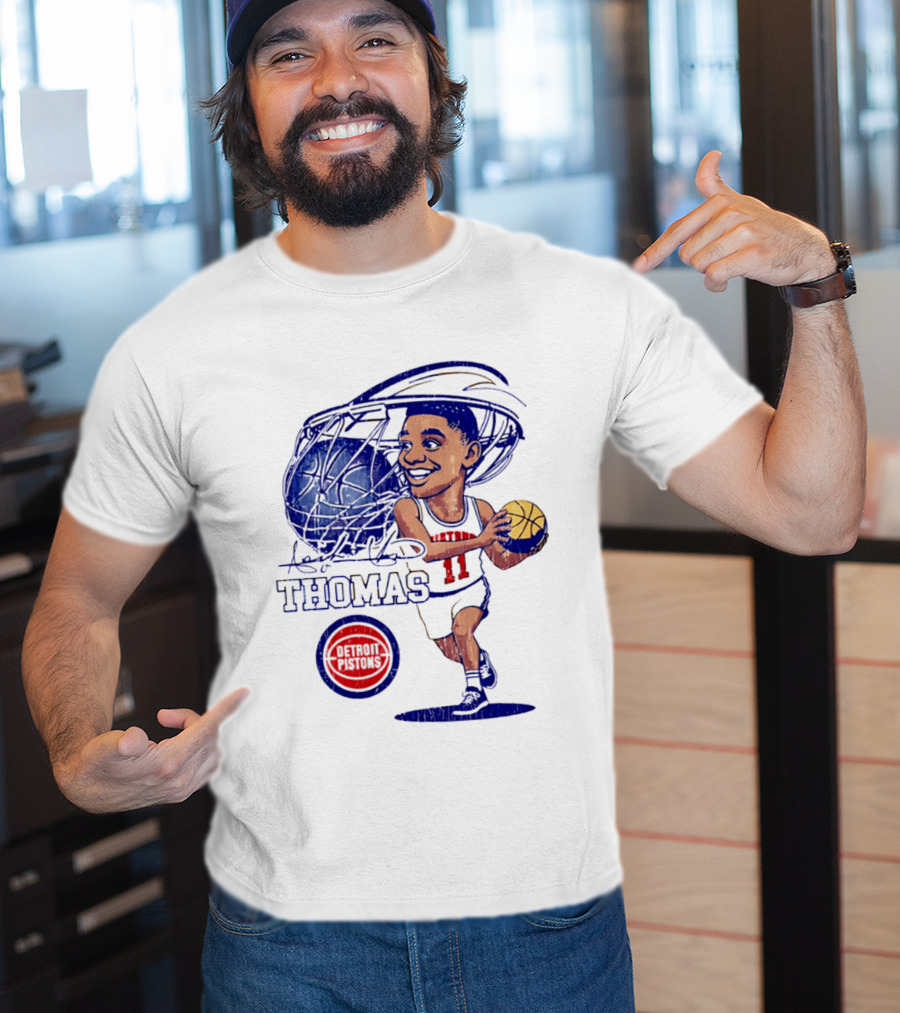 Isiah Thomas Detroit Pistons Caricature Basketball Cartoon Drawing T-Shirt