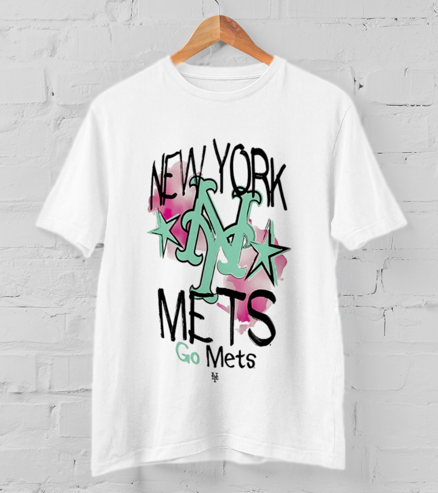 New York Mets Go Mets Watercolor Stars MLB Fan Gear T-Shirt