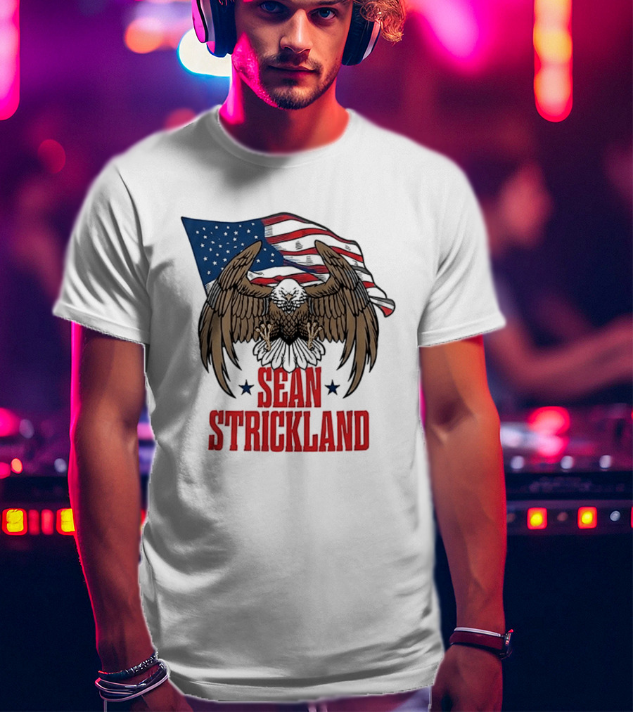 Sean Strickland Eagle With American Flag T-Shirt