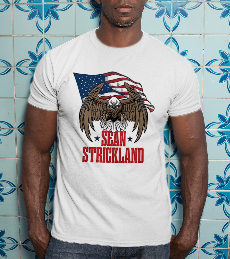 Sean Strickland Eagle With American Flag T-Shirt