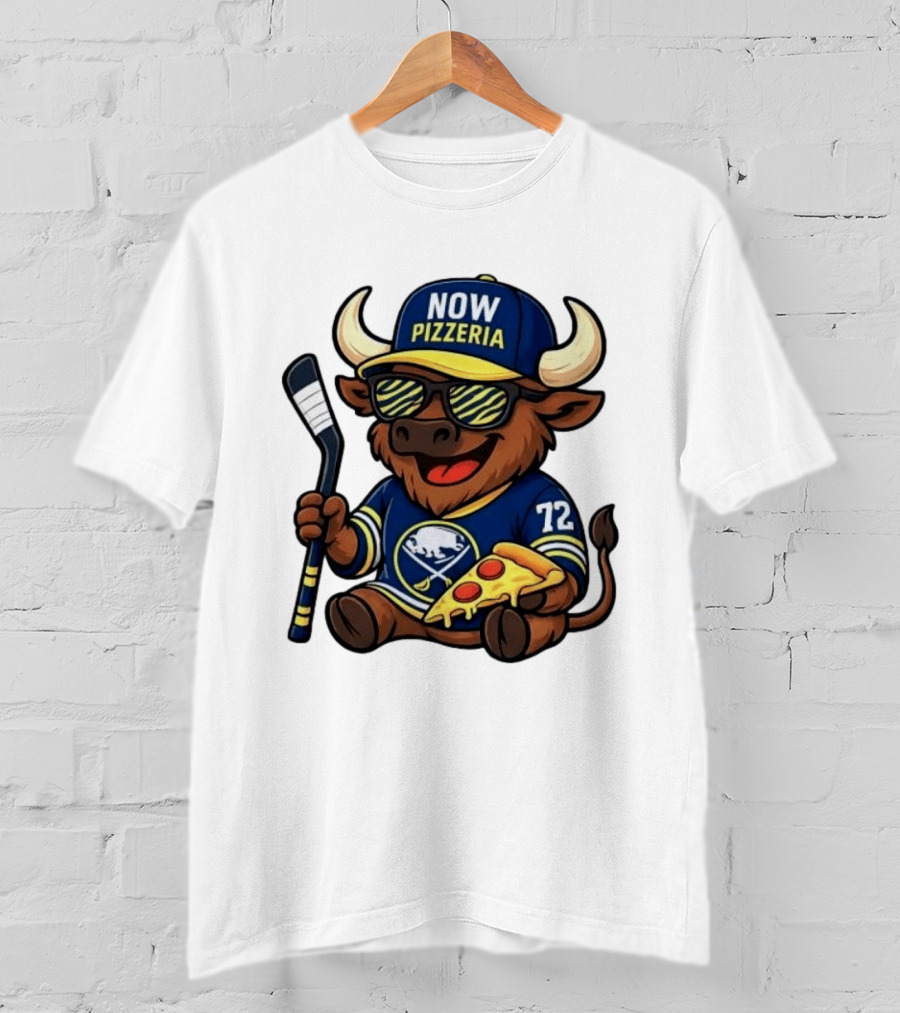 Tage Thompson Now Pizzeria Pizza Buffalo Sabres Hockey Bull Character 72 T-Shirt