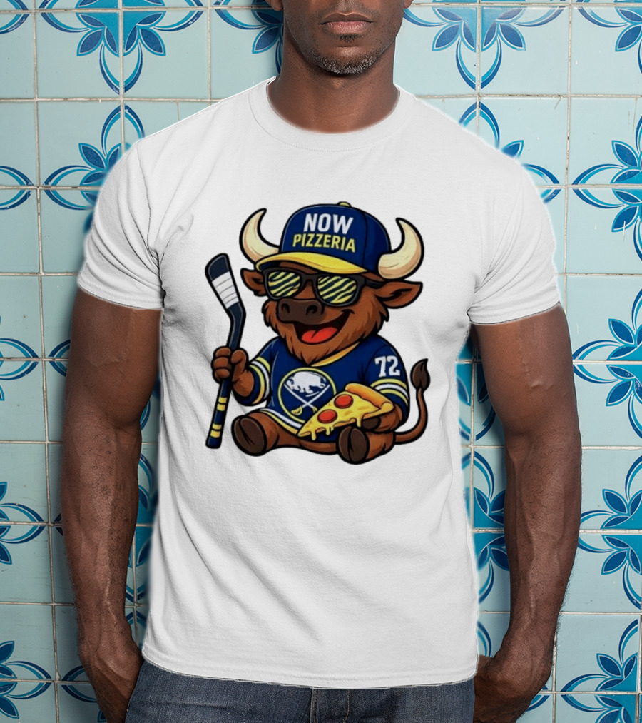 Tage Thompson Now Pizzeria Pizza Buffalo Sabres Hockey Bull Character 72 T-Shirt