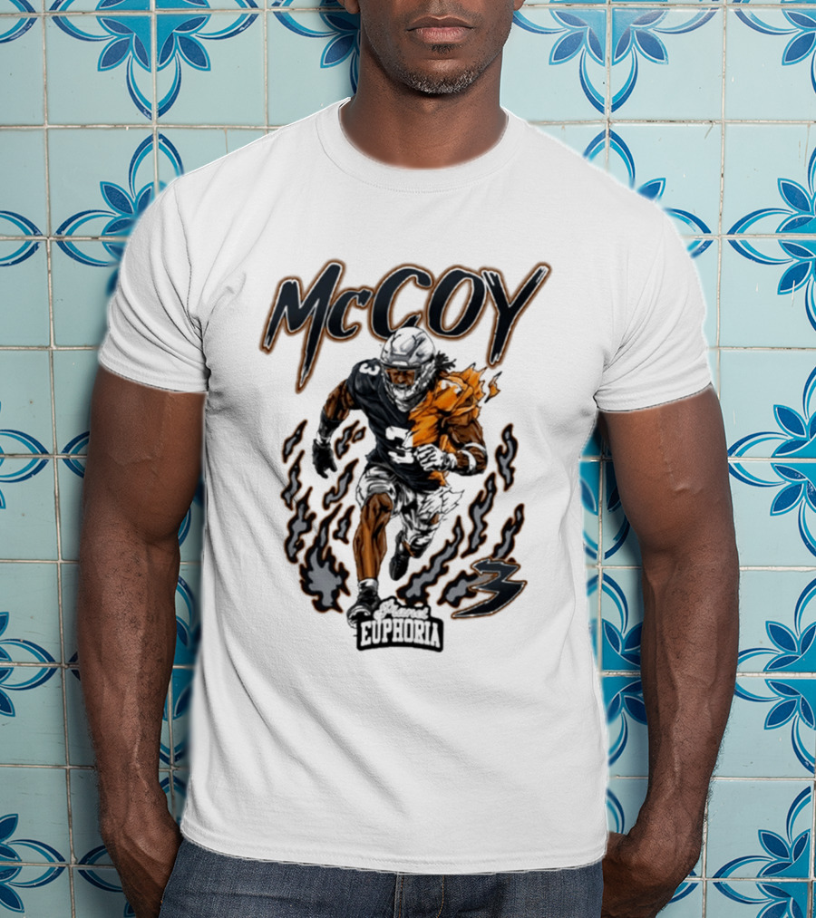 McCoy Euphoria Gridiron Burner Football Player Flames T-Shirt