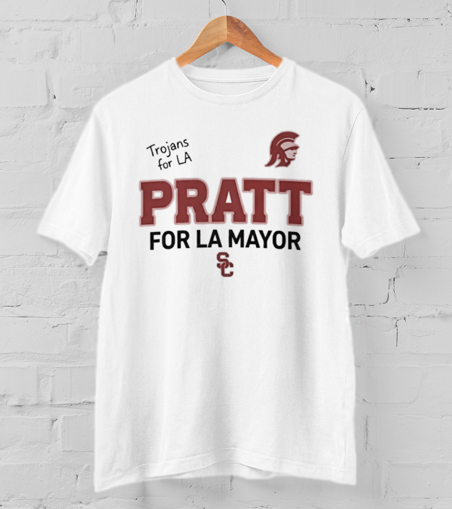 Trojans For LA Pratt For LA Mayor Campaign With Trojan Helmet T-Shirt