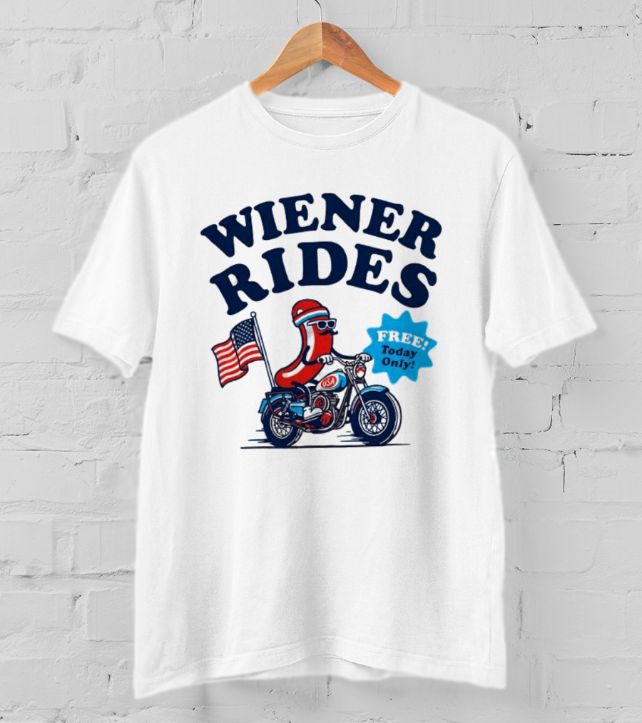 Wiener Rides 4th Of July Sausage Driving Motorbike Free Today Only 250th Anniversary T-Shirt