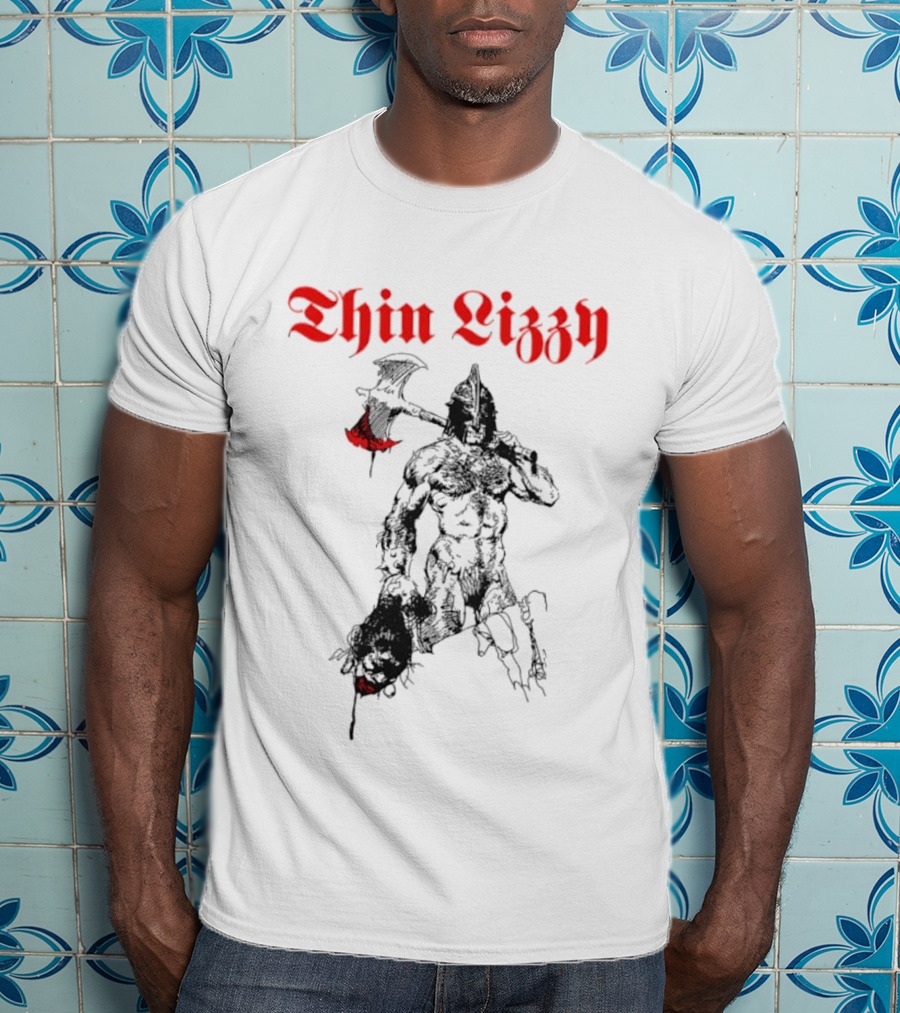 Thin Lizzy Blood Will Spill Warrior Axe T-Shirt