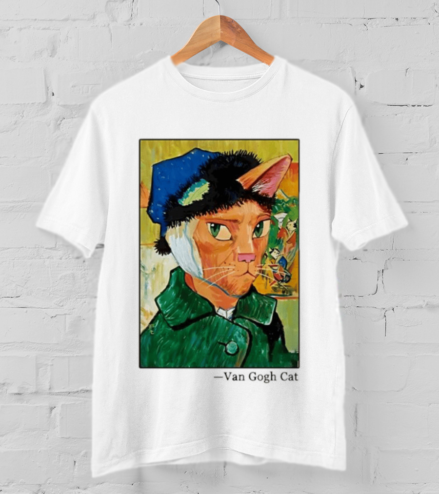 Cat In Van Gogh Style With Bandaged Ear Iconic Painting T-Shirt