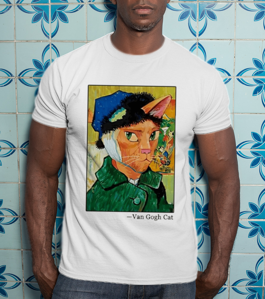 Cat In Van Gogh Style With Bandaged Ear Iconic Painting T-Shirt