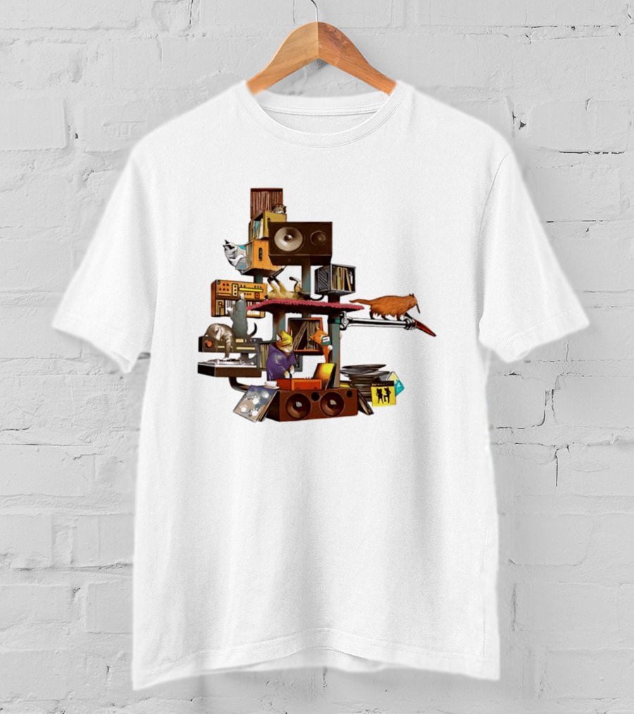 Cats Jamming With Crates And Music Gear T-Shirt