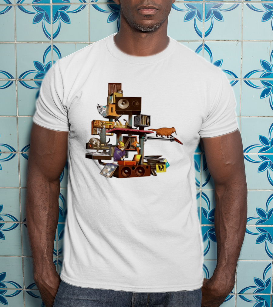Cats Jamming With Crates And Music Gear T-Shirt