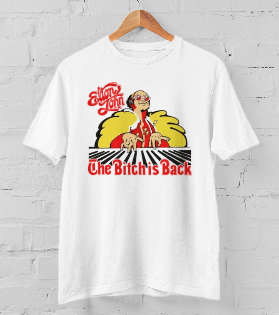 Elton John The Bitch Is Back Burst Yellow And Red T-Shirt