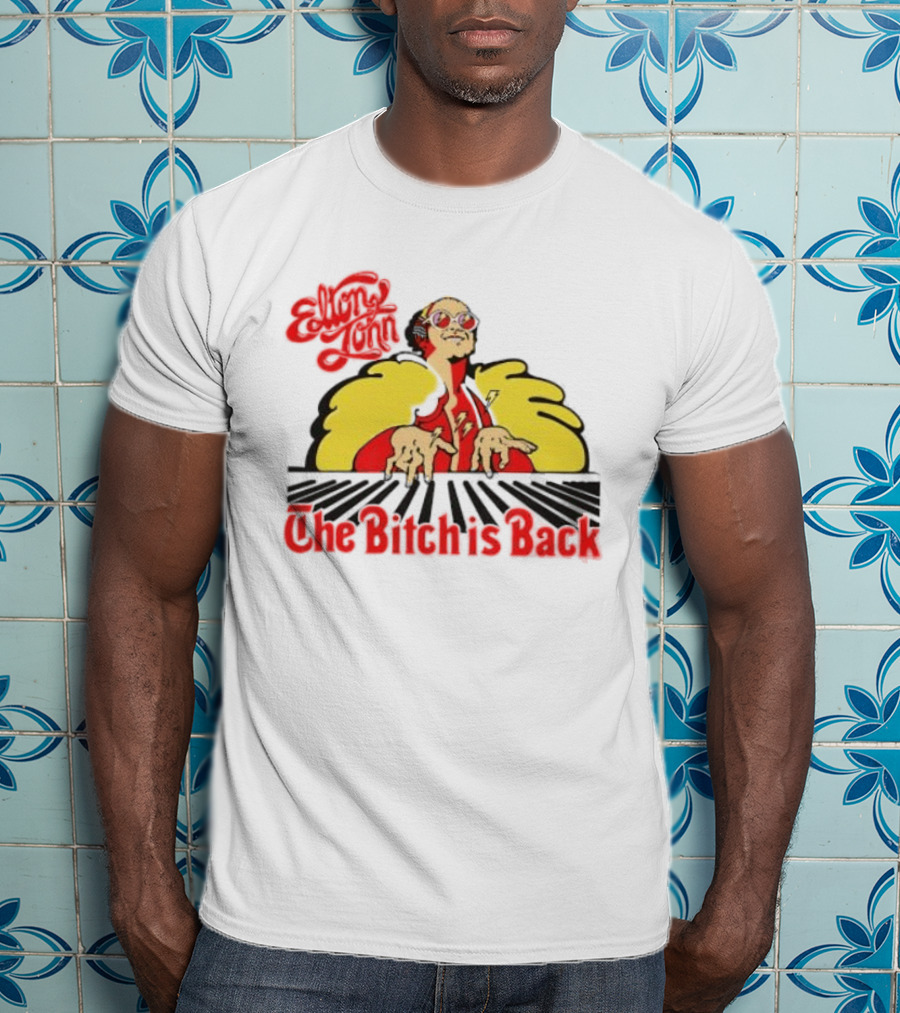 Elton John The Bitch Is Back Burst Yellow And Red T-Shirt
