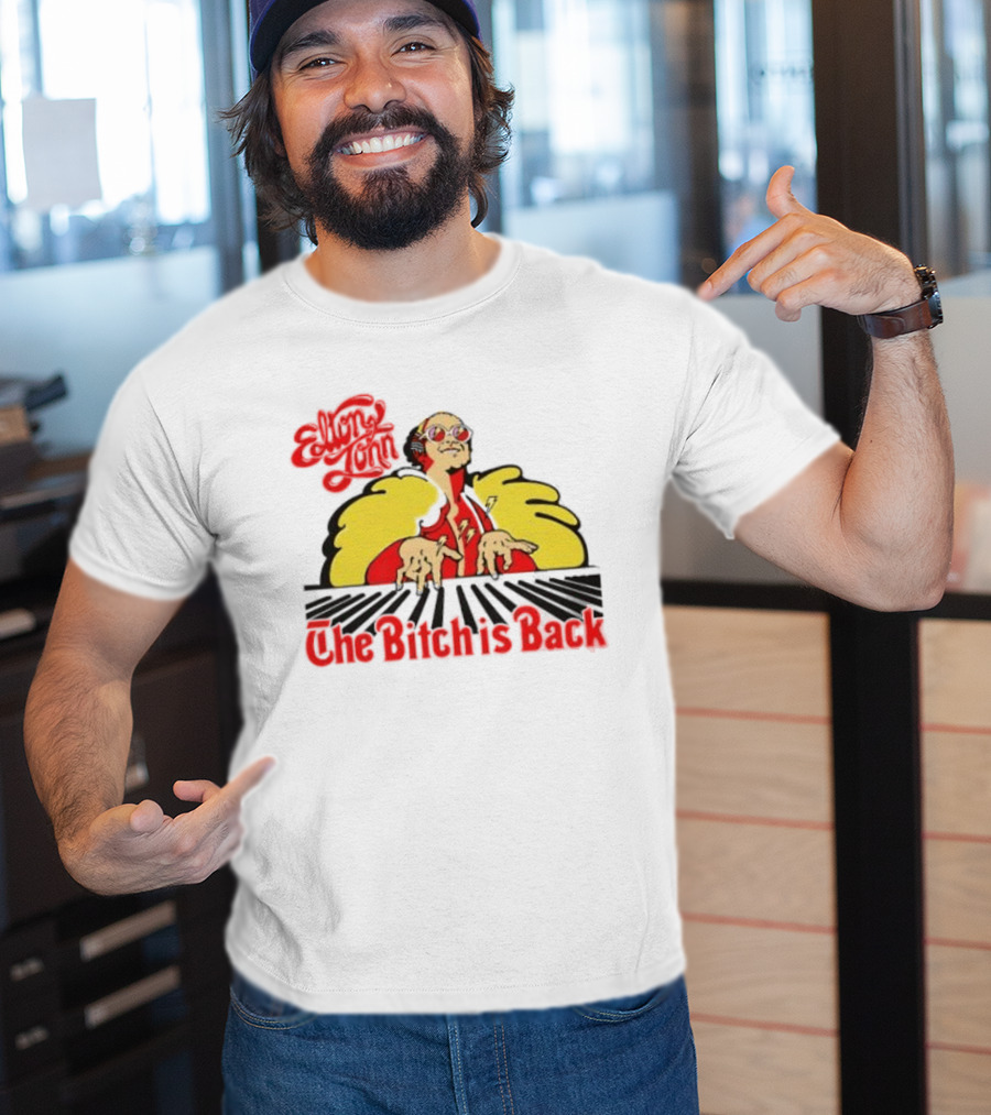 Elton John The Bitch Is Back Burst Yellow And Red T-Shirt