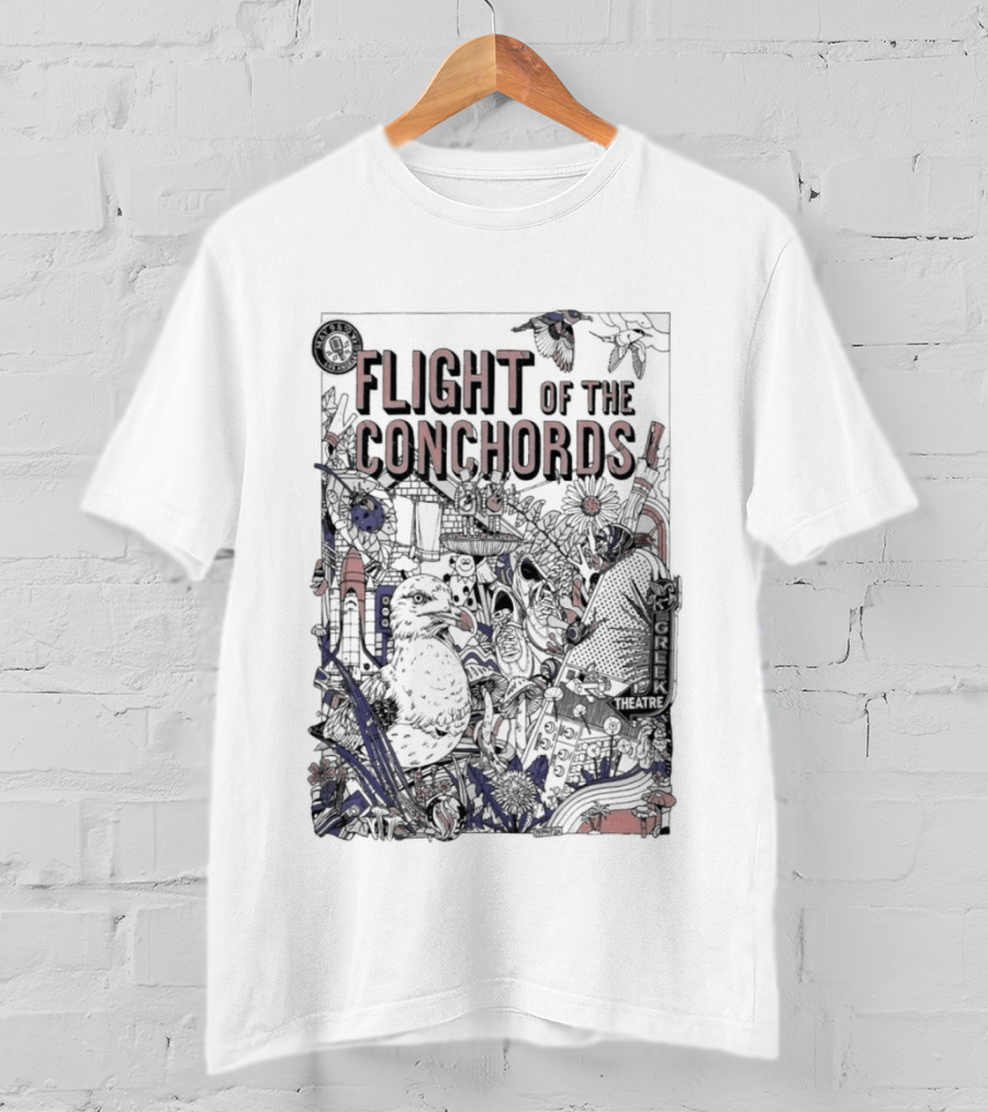 Flight Of The Conchords Los Angeles CA Botanical Owl And Cityscape T-Shirt