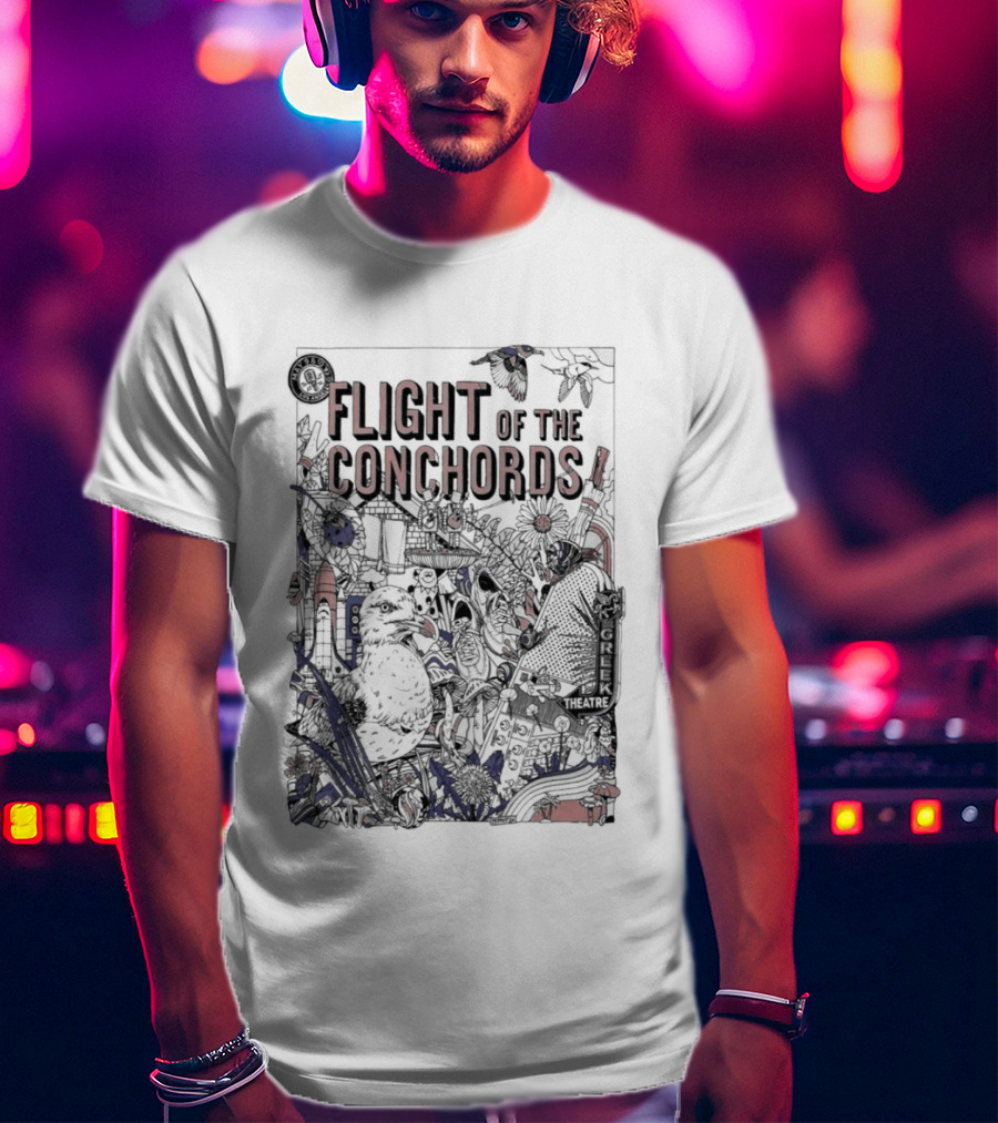 Flight Of The Conchords Los Angeles CA Botanical Owl And Cityscape T-Shirt